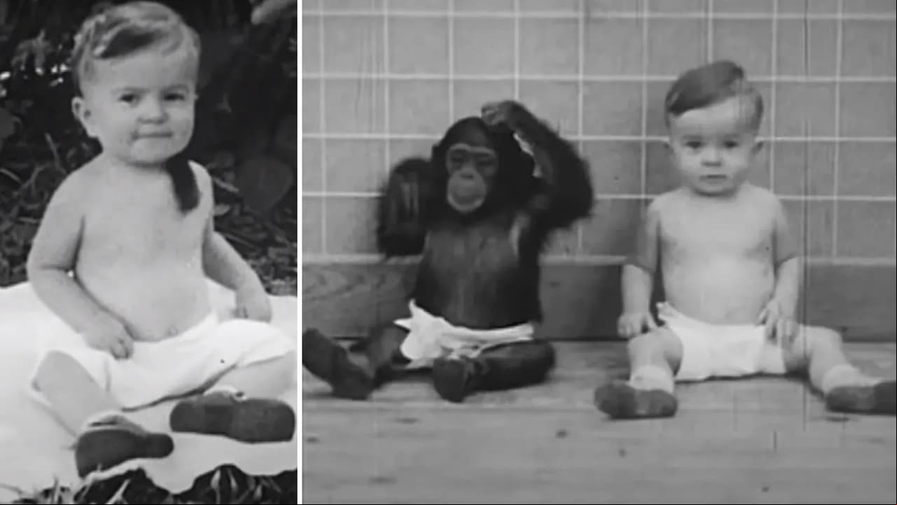 El polémico experimento Kellogg: intentaron crían a una chimpancé y a un bebé como hermanos y acabó en tragedia