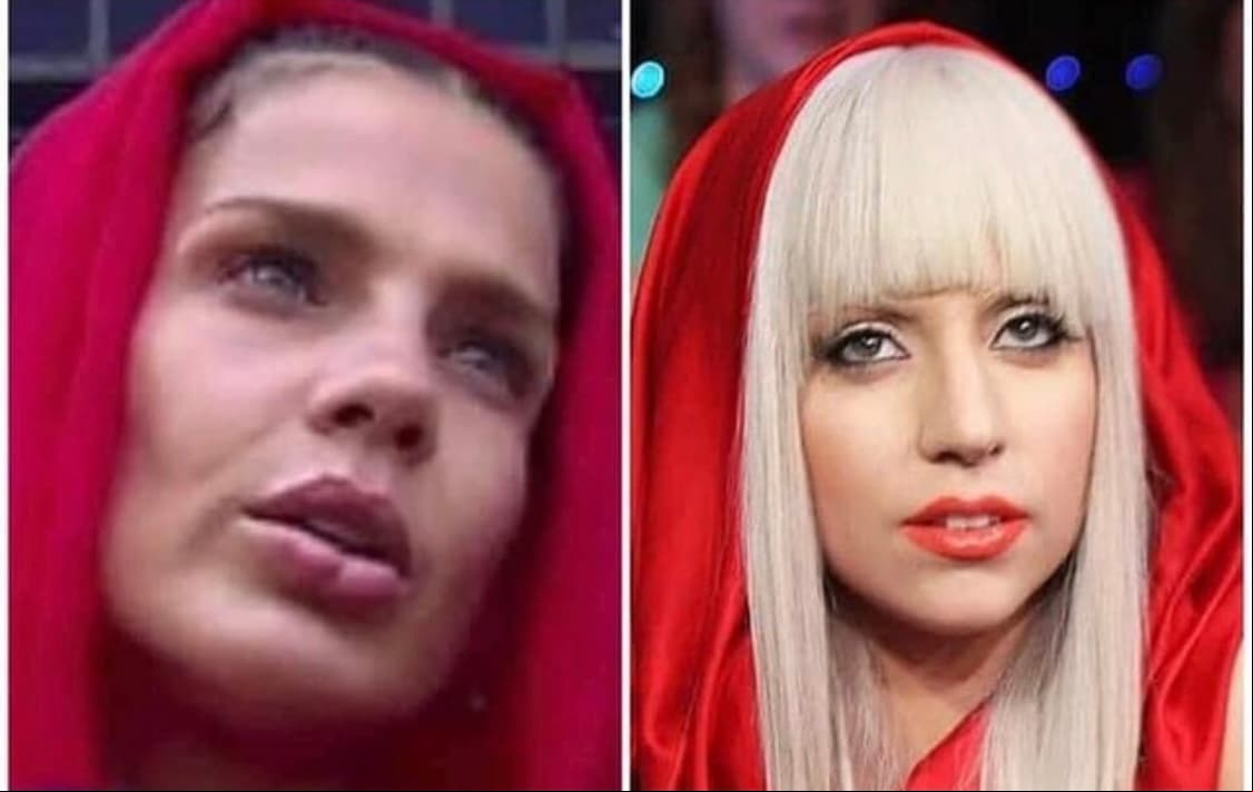 'Lady Gaga' es otra de las estrellas que posiblemente pudo haber tomado esta imagen de la exaventurera con un manto rojo para vestirse exactamente igual.