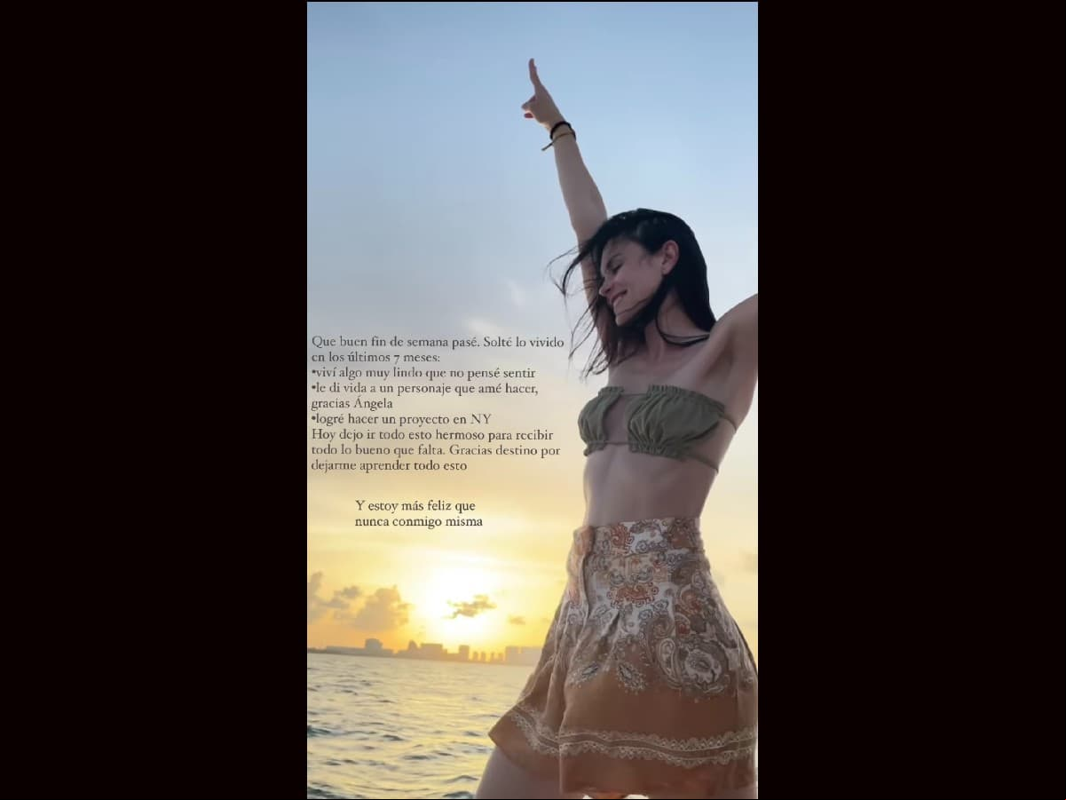 “Qué buen fin de semana pasé. Solté lo vivido en los últimos 7 meses: viví algo muy lindo que no pensé sentir, le di vida a un personaje que amé hacer, gracias Ángela, y logré hacer un proyecto en NY”, escribió.
