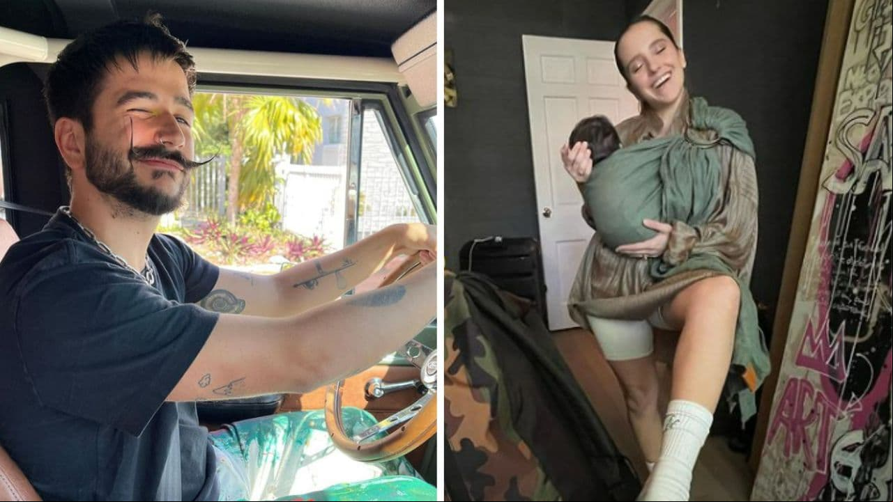 Camilo y Evaluna cargando a su hija Índigo
