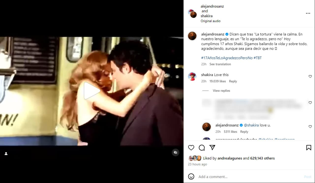 Alejandro Sanz y Shakira celebran el estreno de 'Te Lo Agradezco, Pero No'