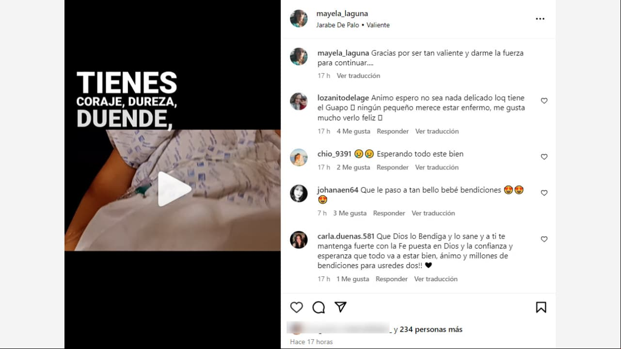 Mayela Laguna comparte video de Apolo en el hospital con fecha del 17 de febrero